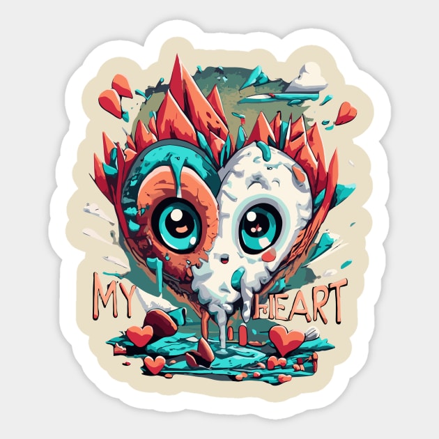 my half frozen heart Sticker by NegVibe